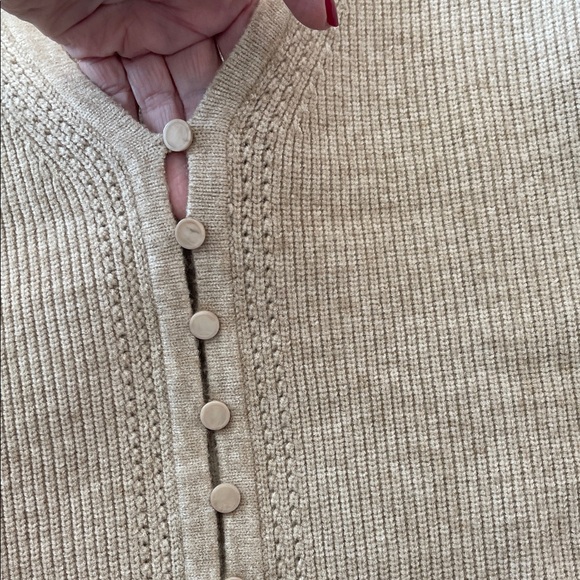 Cyrus Taupe V-Neck Button Sweater - Picture 4 of 8
